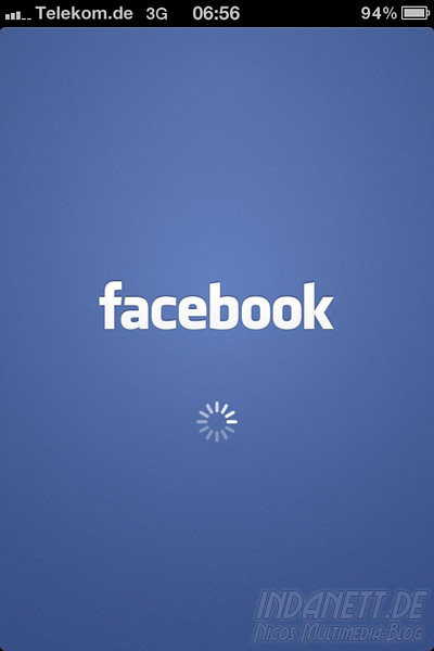 Facebook-App Startscreen