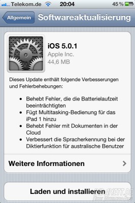 iOS 5.01 - Updateinfos