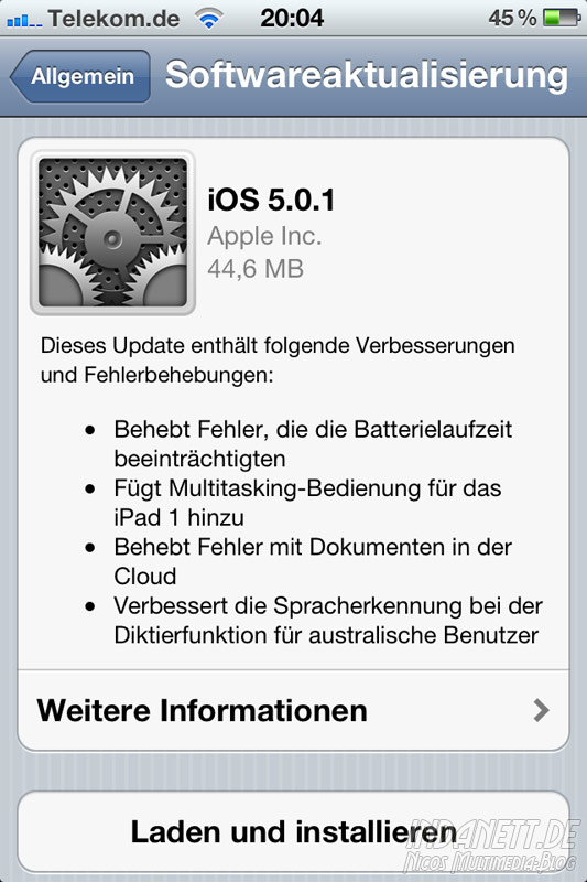 iOS 5.01 - Updateinfos