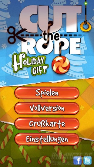 Cut the Rope: Holiday Gift - Startbildschirm