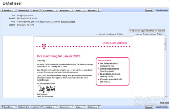 Gefälschte Telekom-Rechnung 2013