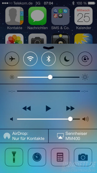 Kontrollzentrum iOS7
