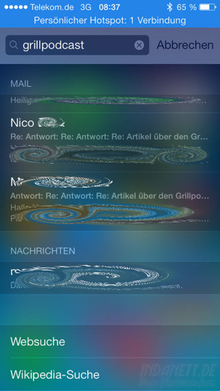 iOS 7.0.3 Spotlight