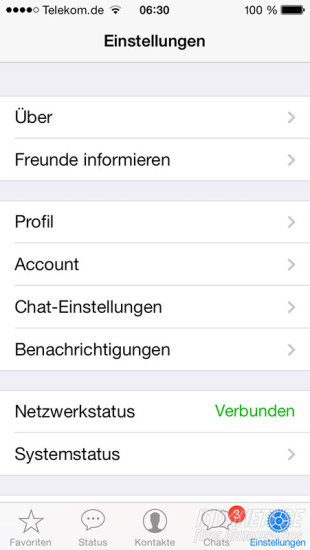 WhatApp iOS7 Einstellungen