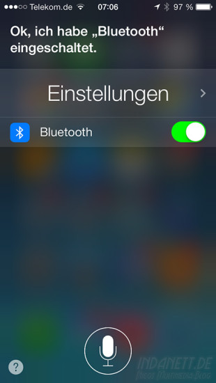 Siri Bluetooth einschalten