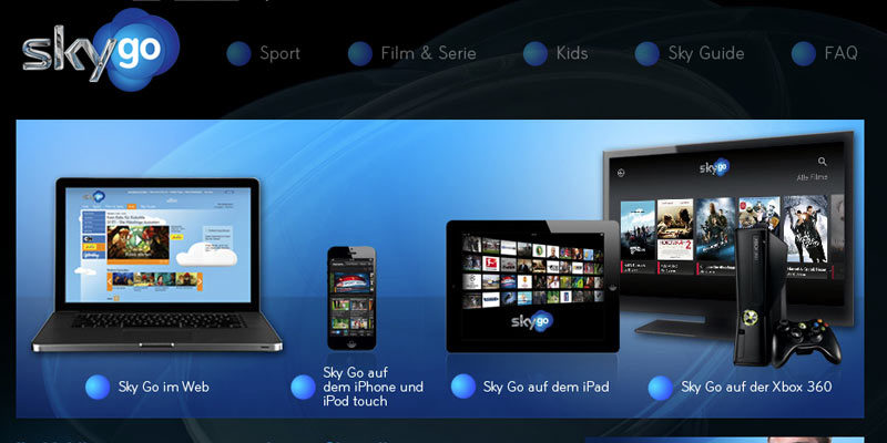 Sky Go Internetseite