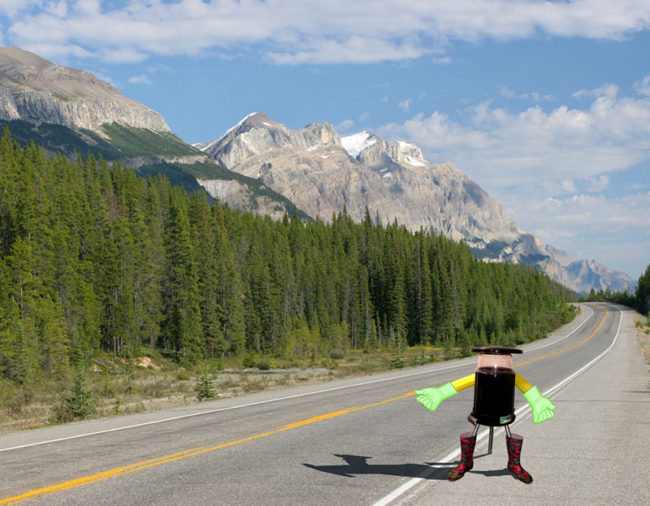 hitchBot in den Rockymountains