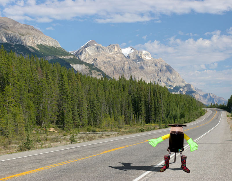 hitchBot in den Rockymountains
