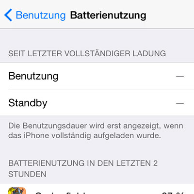 Batterienutzung iOS 8