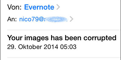 Evernote Images corrupted Spammail Titel Evernote Images corrupted Spammail Titel