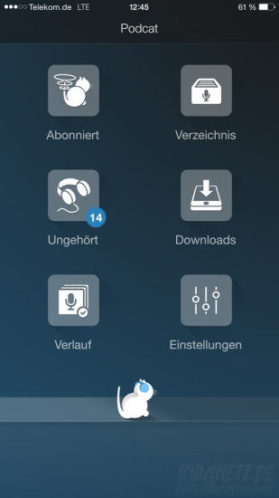 Podcat Podcastclient Menü