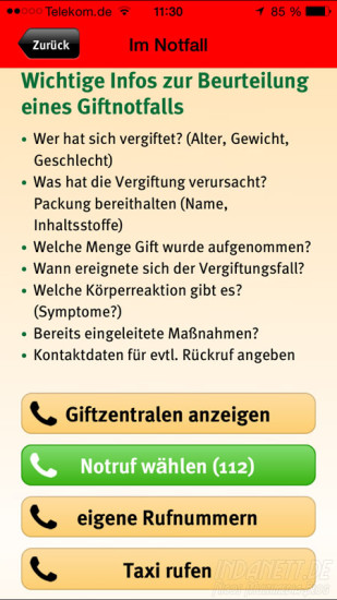 Kinder und Gift App Notfall