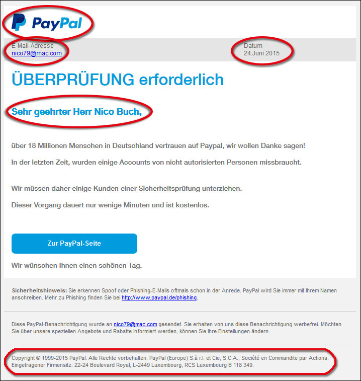 Paypal Phishing-Mail