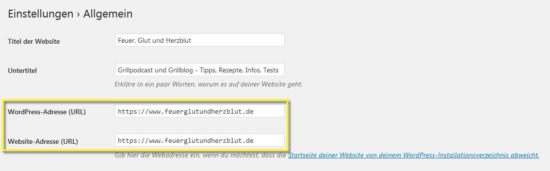 Wordpress auf https umstellen - Einstellungen WordPress