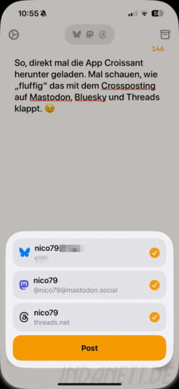 Screenshot vom Auswahlmenü, welche Dienste man bespielen möchte.