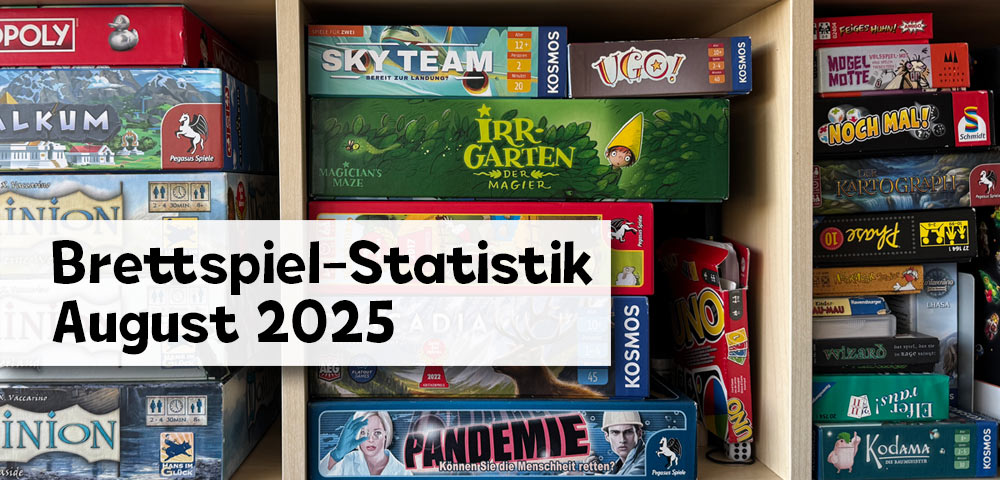Brettspiel-Statistik August 2025 – Beitragsbild