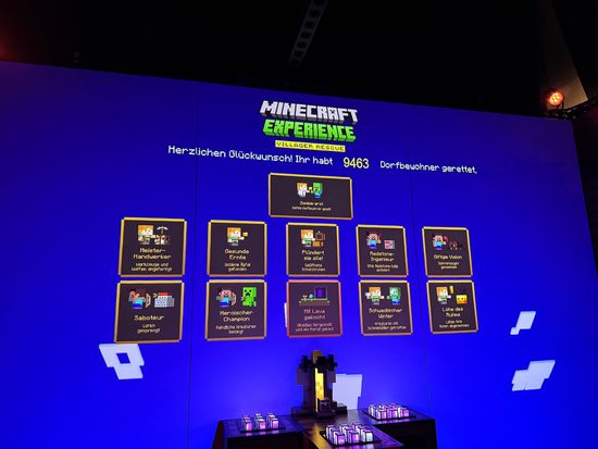 Die Minecraft Experience Punktzahl an eine Wand projeziert